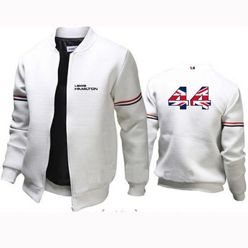 Jaqueta Masculina Estilo F1 com Gola Redonda e Zíper