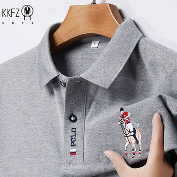 Camisa Polo Masculina Bordada Casual Verão Confortável