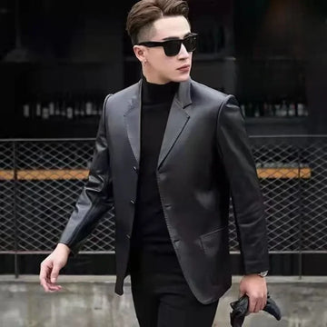 Jaqueta de Couro Slim Fit Masculina