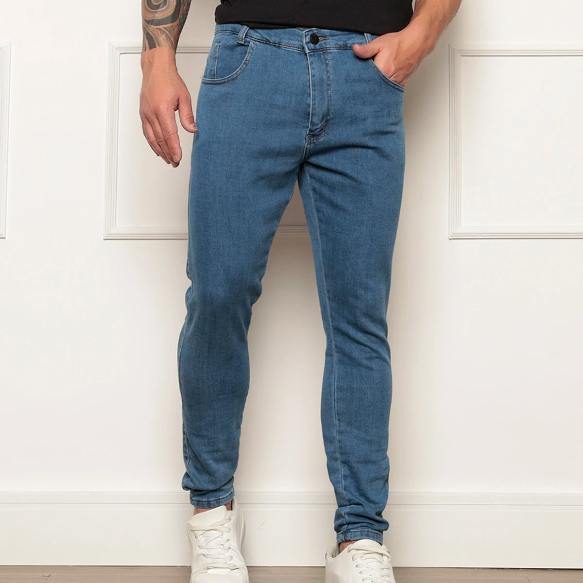 Calça Jeans Masculina Super Skinny Lavagem Média