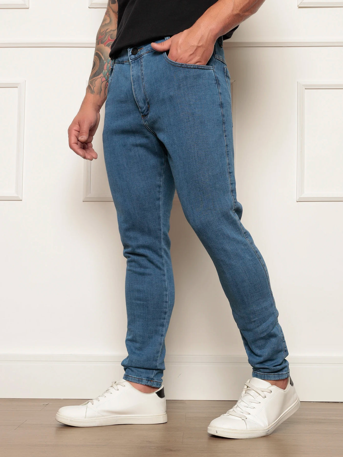 Calça Jeans Masculina Super Skinny Lavagem Média
