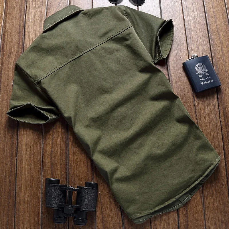 Camisa Militar Masculina Bordada - Estilo Casual
