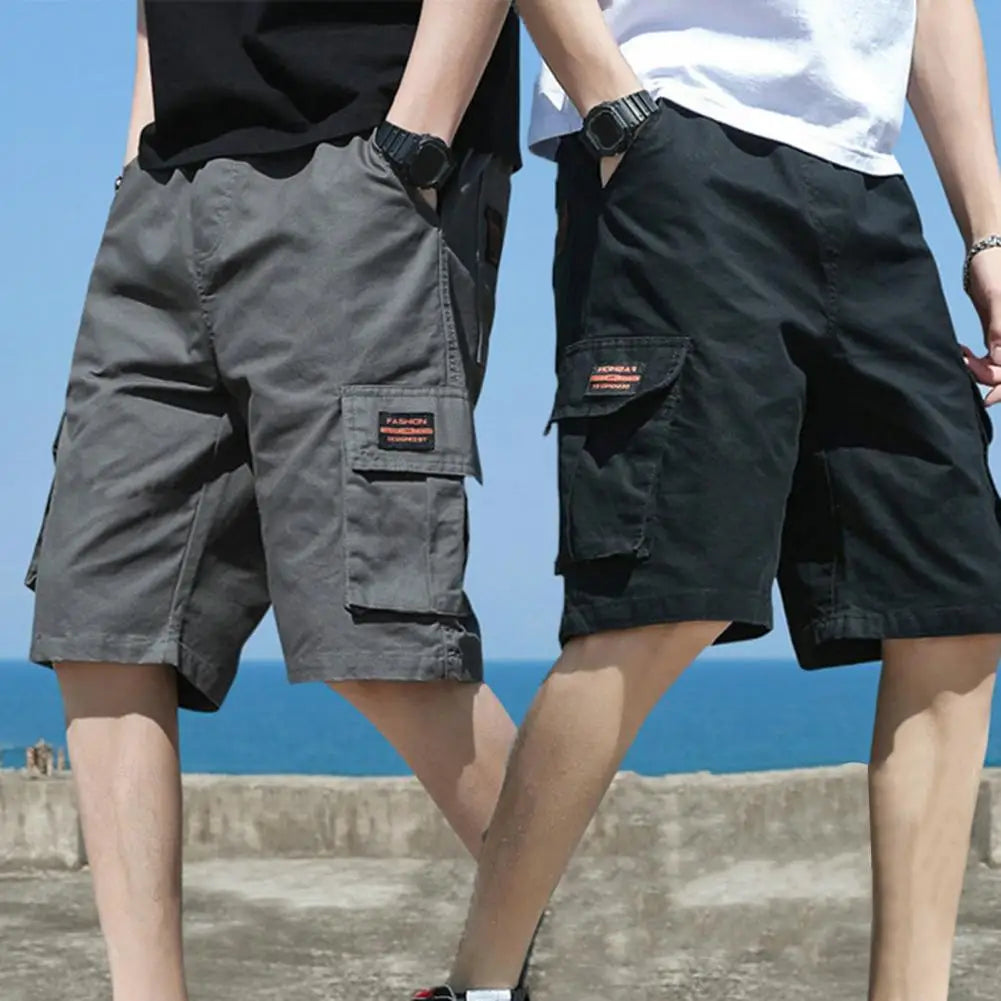 Calções Masculinos com Bolsos e Cintura Elástica
