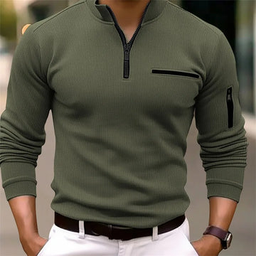 Camisa Polo Masculina Listrada com Zíper - Casual