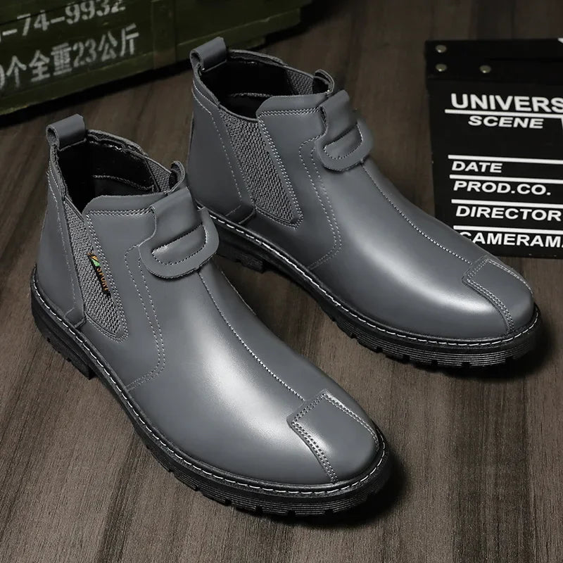 Luxury Men's Ankle Boots Chelsea Boots High Top Men Shoes for Leather Brand Retro Comfortable 2024 Fashion Men Boots Thick Sole