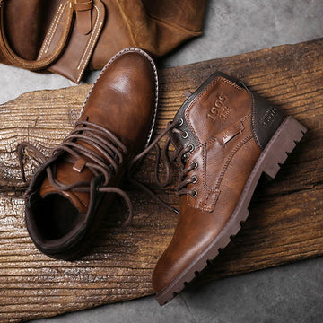 Vintage Men Boots 2025 New Autumn Winter Shoes High Quality Men's Leather Boots Side Zipper Men's Ankle Boots Large Size 39-48