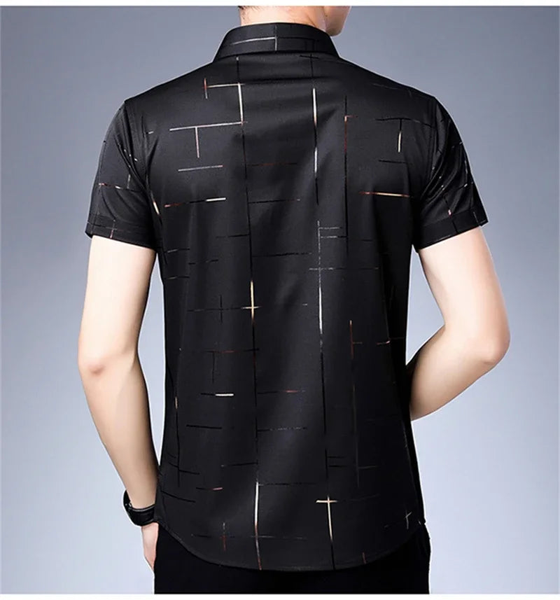 Camisa Masculina Casual Antirrugas de Manga Curta