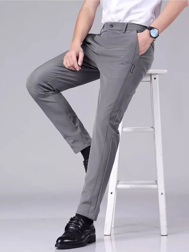 Calça Masculina Casual de Perna Reta - Estilo Profissional