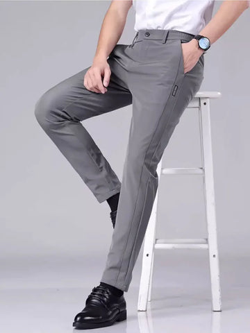 Calça Masculina Casual de Perna Reta - Estilo Profissional