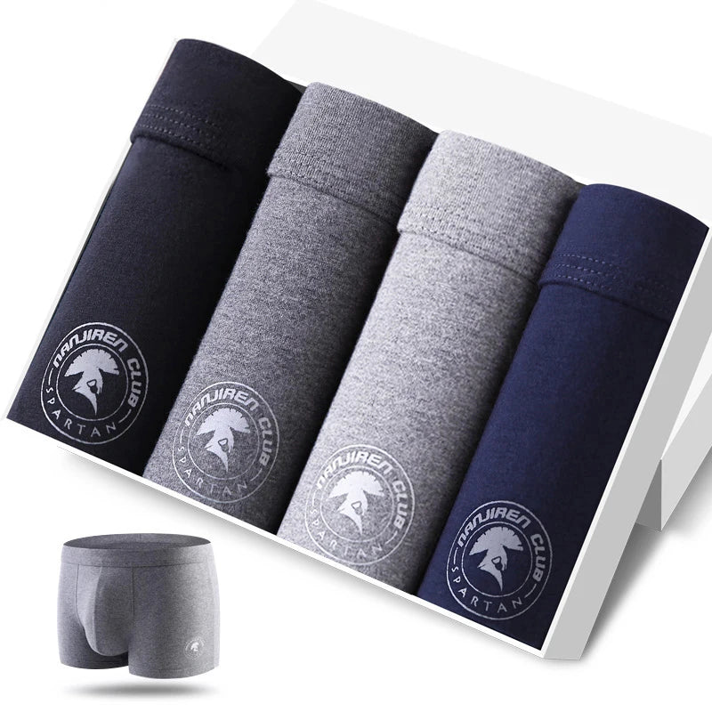 Cueca Boxer Masculina de Algodão - Conforto 4pcs