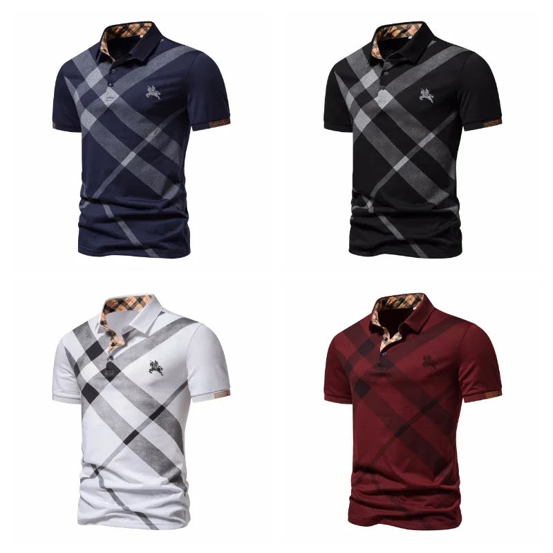 Camiseta Polo Masculina Listrada Respirável - Verão