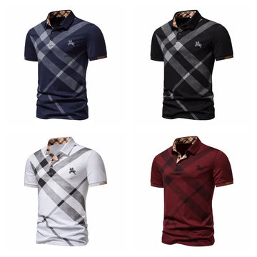 Camiseta Polo Masculina Listrada Respirável - Verão