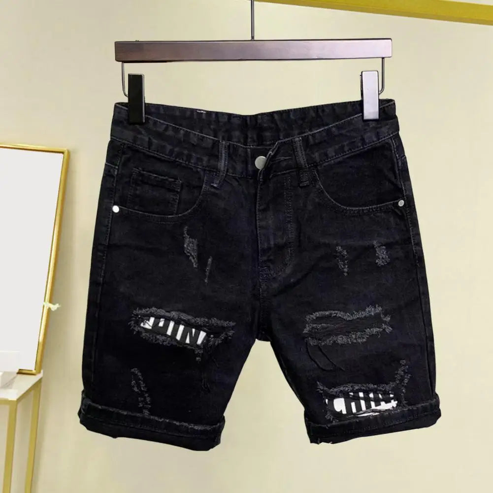 Shorts Jeans Masculino Streetwear com Bolsos Rasgados