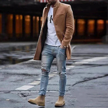 Jaqueta Masculina Longa de Tweed Slim Fit - Inverno