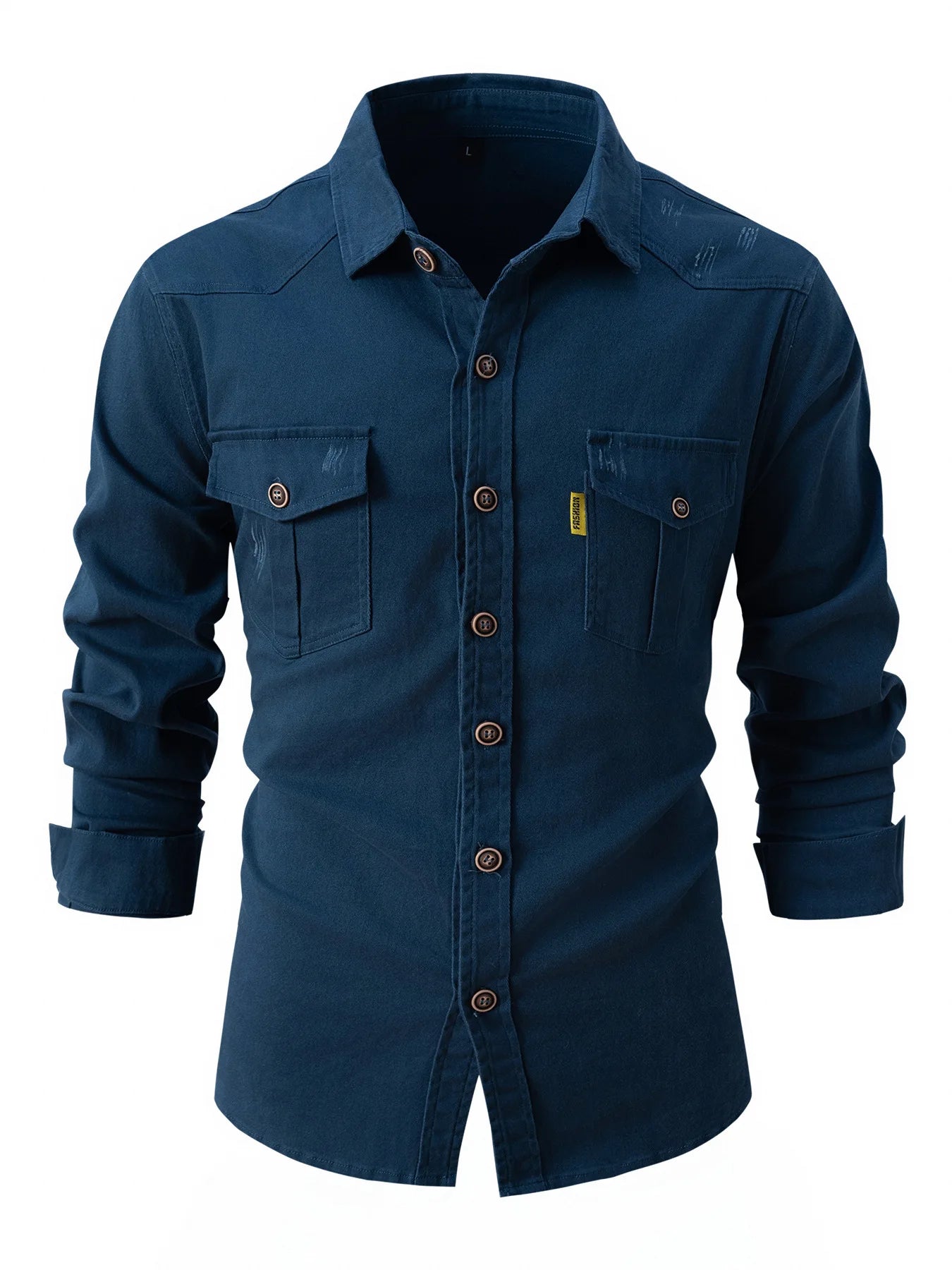 Camisa Masculina Linho Algodão Stretch Manga Longa