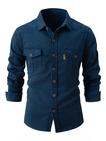 Camisa Masculina Linho Algodão Stretch Manga Longa