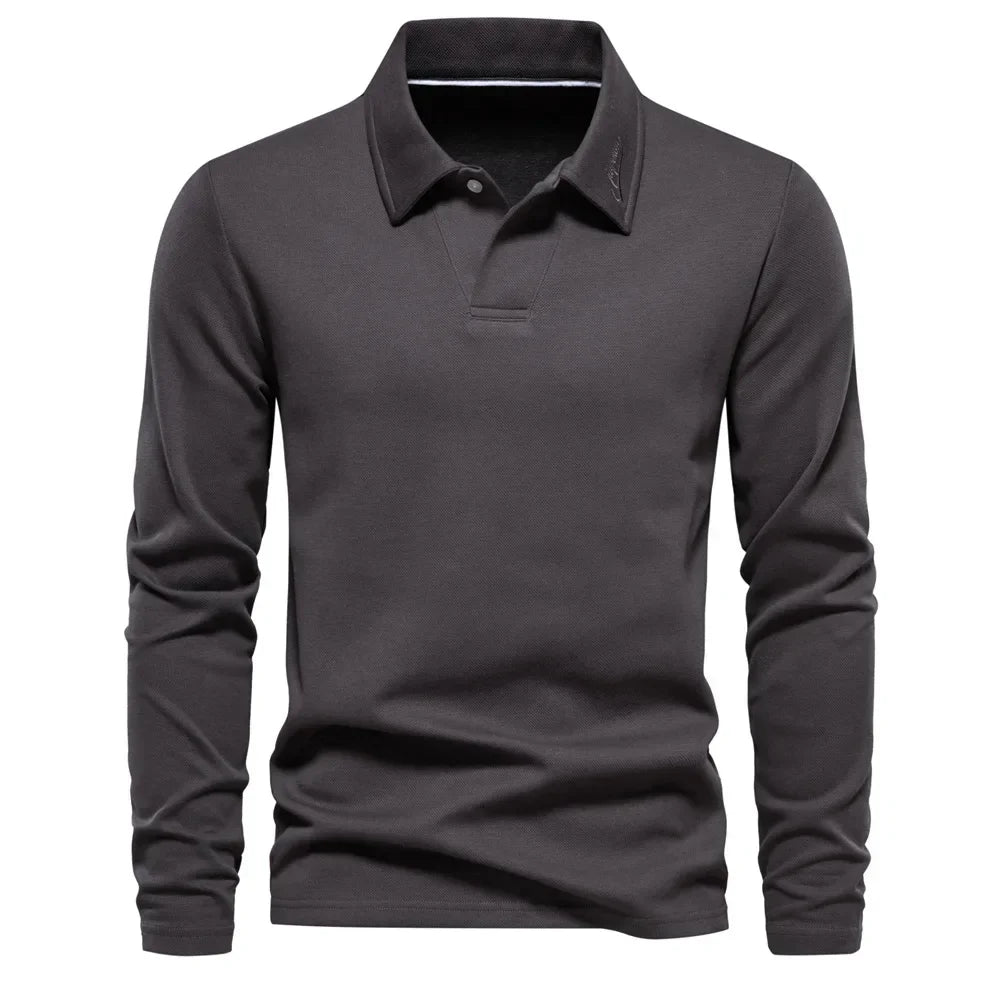 Camisa Polo Masculina Casual de Manga Longa