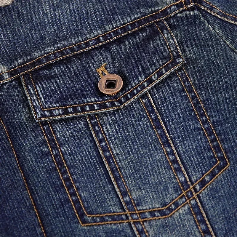 Jaqueta Jeans Masculina Acolchoada para Outono e Inverno