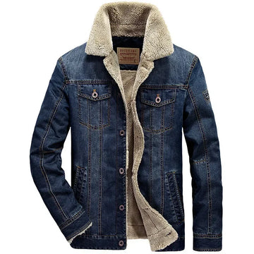 Jaqueta Jeans Masculina Acolchoada para Outono e Inverno