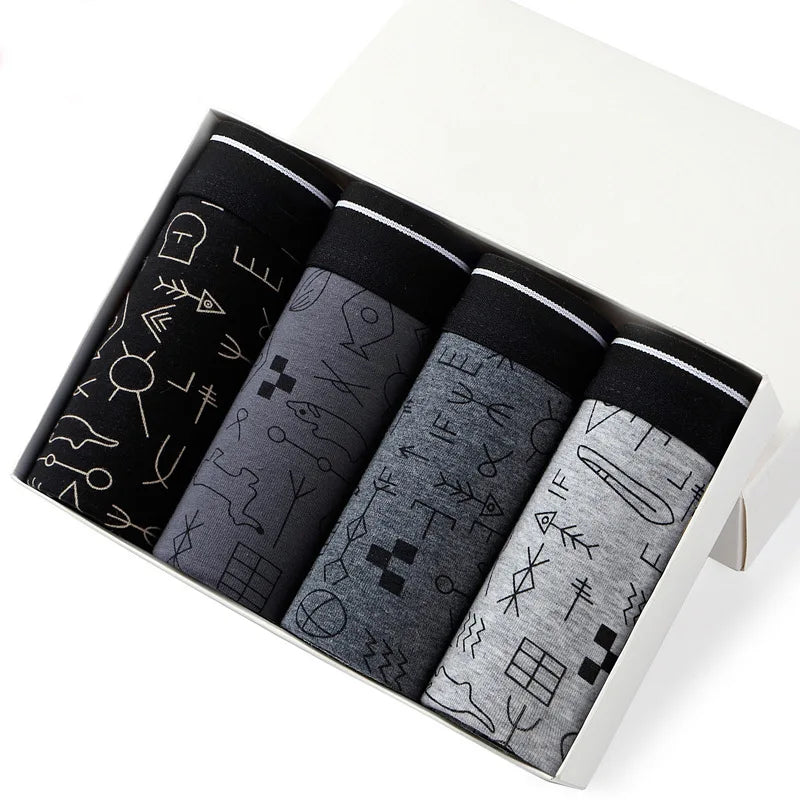 Cueca Boxer Masculina de Algodão - Conforto 4pcs