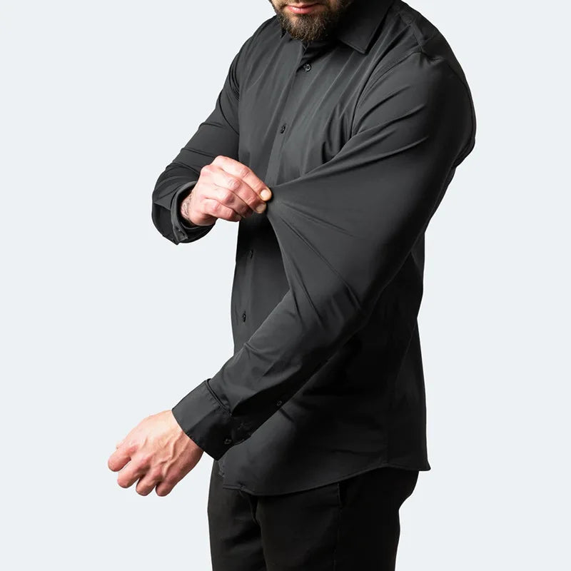 Camisa Masculina Slim Fit de Alta Elasticidade