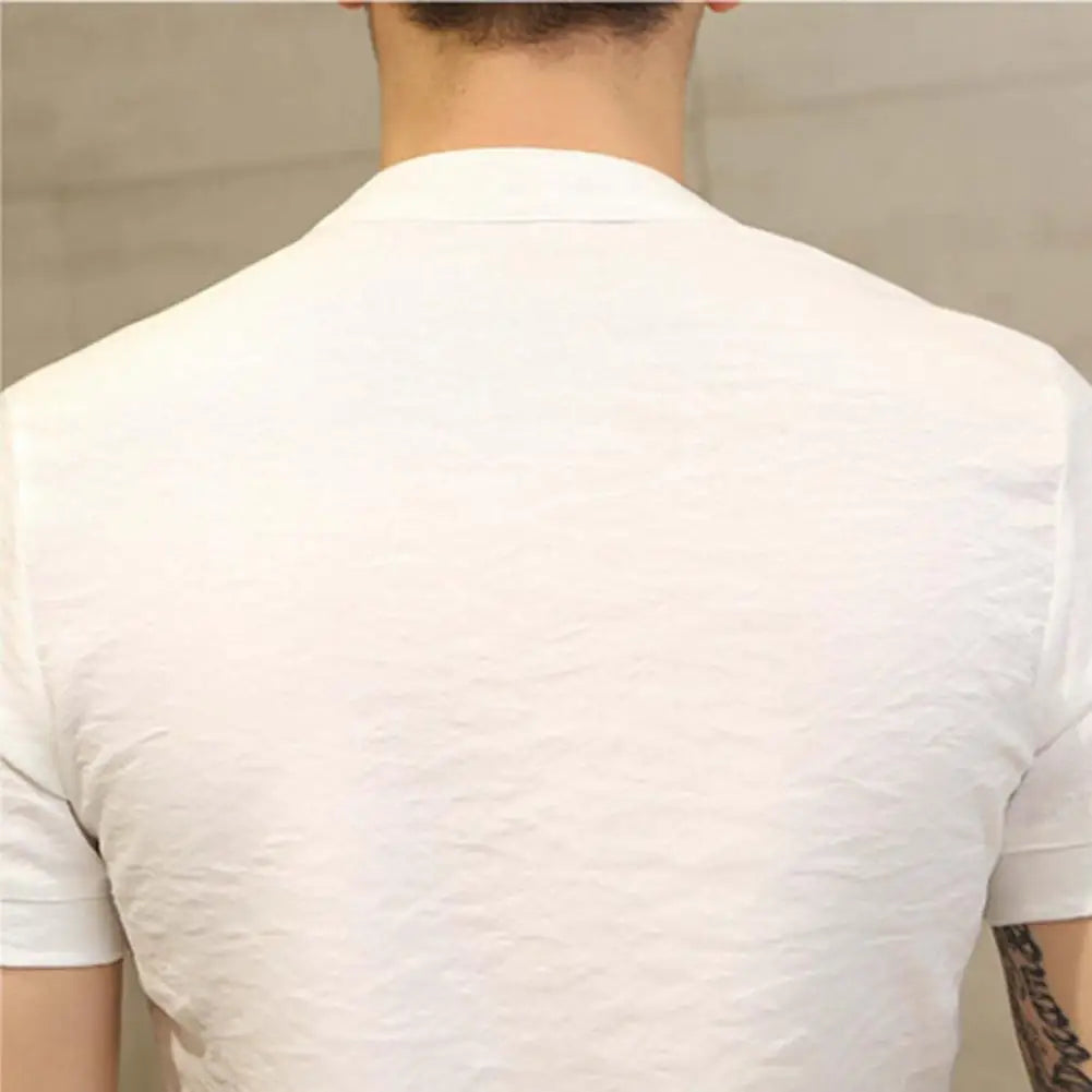 Camisa Masculina Vintage com Botões de Nó - Verão
