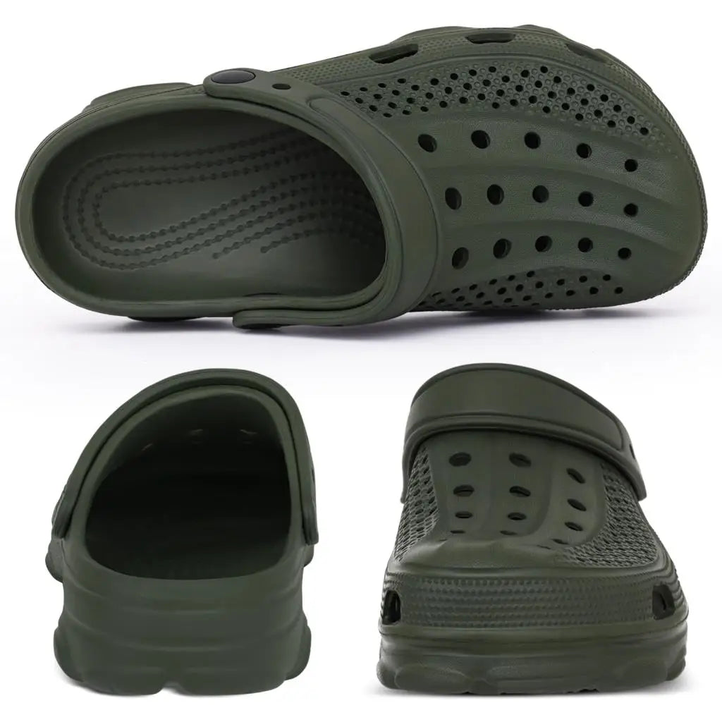 Crestar Men's Clogs Sandals Summer Holes Breathable Garden Home Sandals Fashion Outdoor Antiskid Sole Beach Slides Solid Color