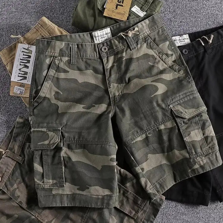 Shorts Masculinos Camuflados de Algodão - Harajuku