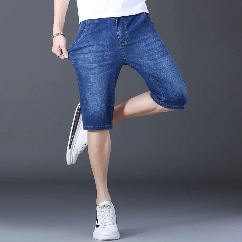 Shorts Jeans Masculino Estilo Rua com Elástico