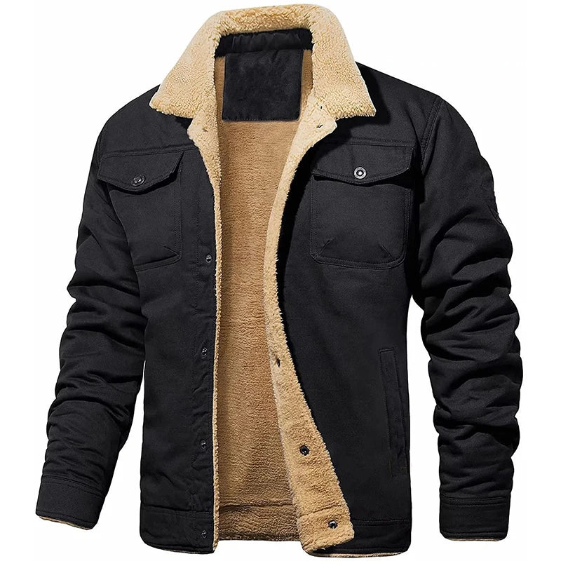 Jaqueta de Lã Masculina Inverno Casual Quente