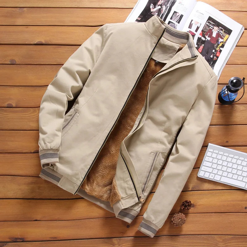 Jaqueta Masculina Slim Fit de Algodão com Forro de Lã