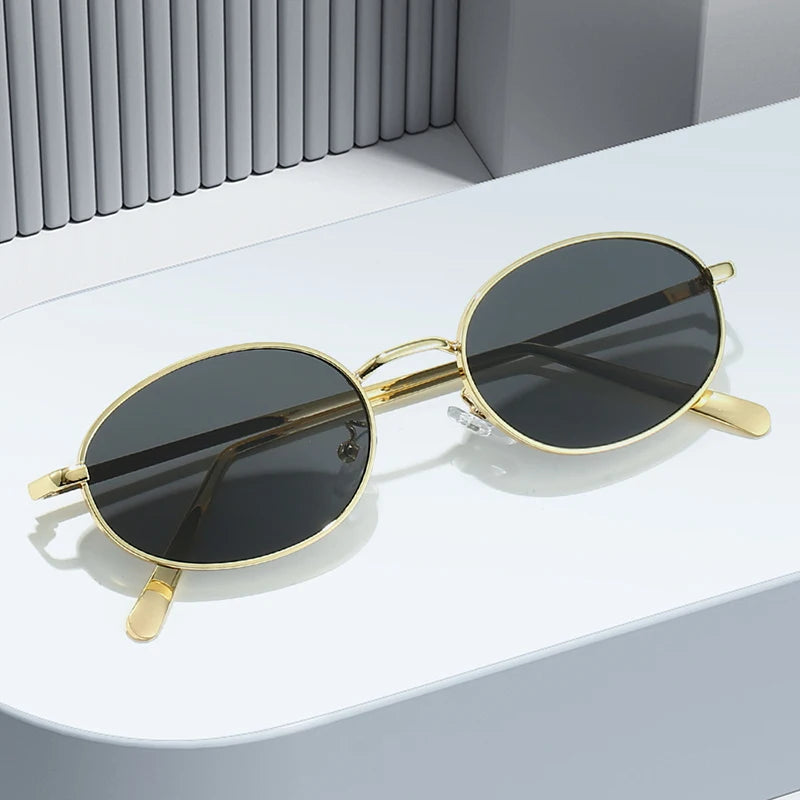 SHAUNA Retro Small Oval Metal Frame Women Sunglasses UV400 Men Punk Sun Glasses