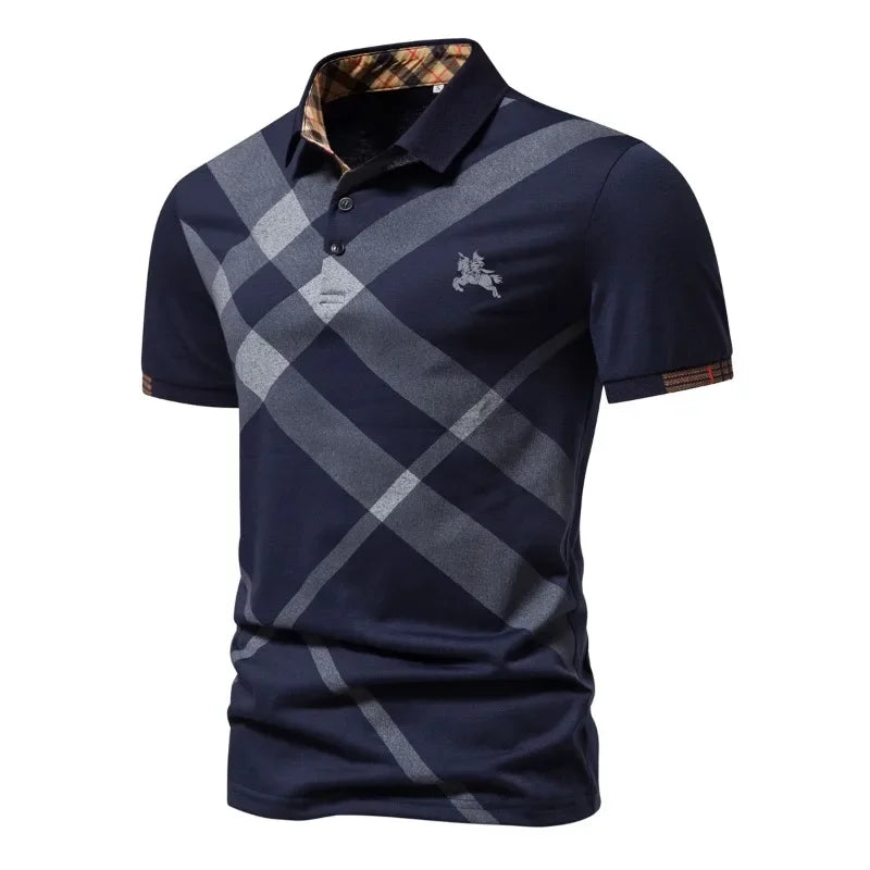 Camiseta Polo Masculina Listrada Respirável - Verão