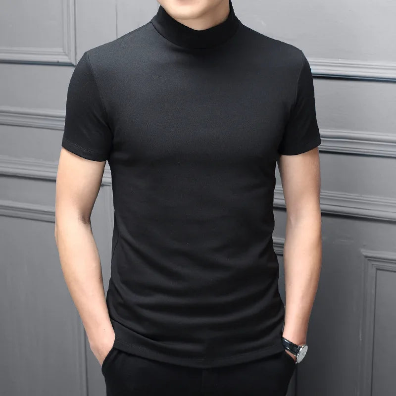 Camiseta Masculina Gola Alta Mercerizada - Moderna