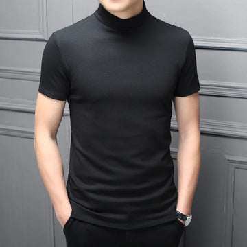 Camiseta Masculina Gola Alta Mercerizada - Moderna