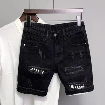 Shorts Jeans Masculino Streetwear com Bolsos Rasgados