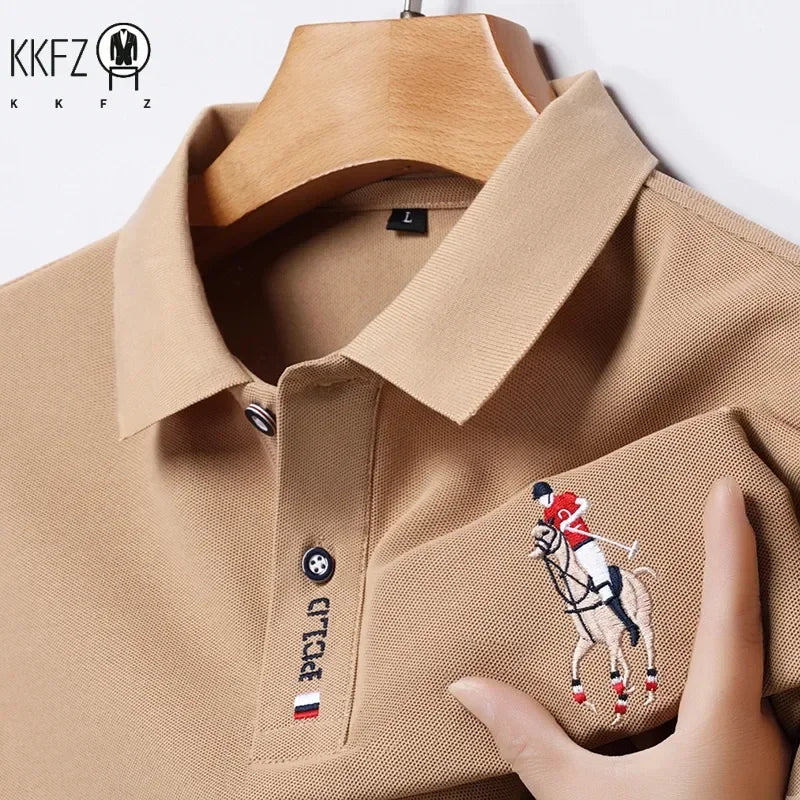 Camisa Polo Masculina Bordada Casual Verão Confortável
