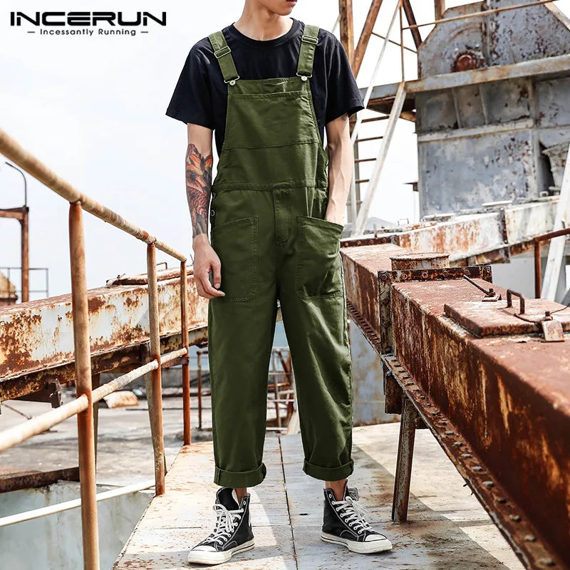 Macacão Masculino Multi Bolsos Streetwear Casual