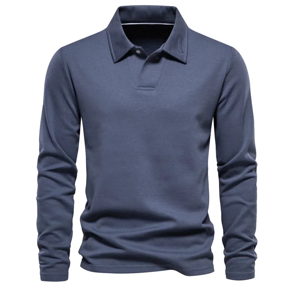 Camisa Polo Masculina Casual de Manga Longa