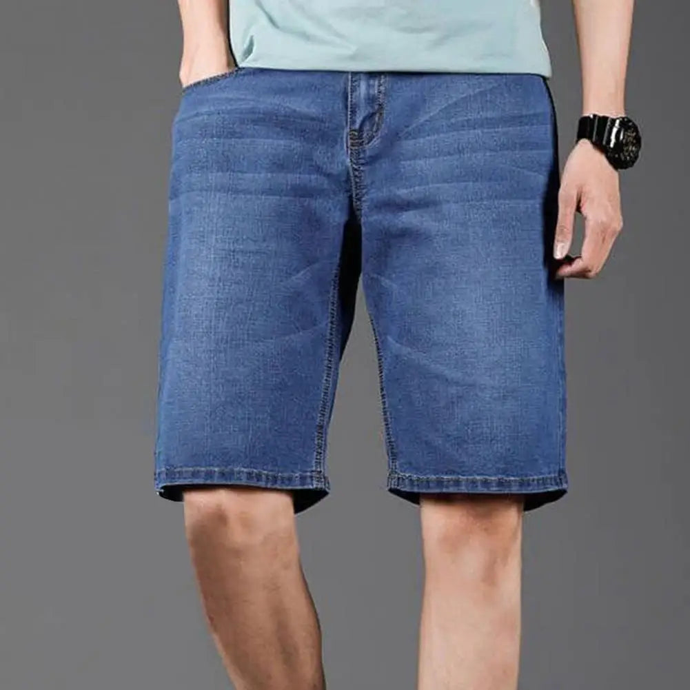 Shorts Jeans Masculino Casual com Multi-Bolsos