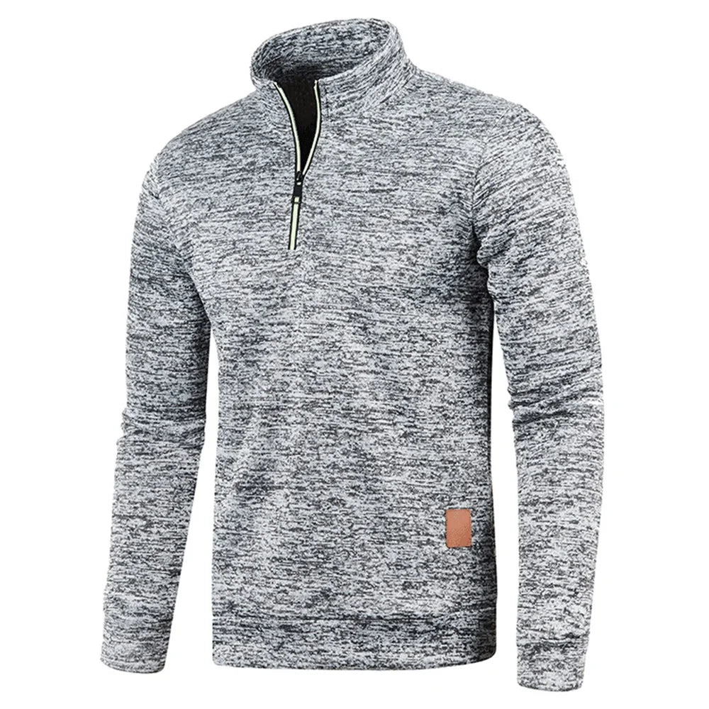 Pulôver Masculino de Gola Alta com Meio Zíper