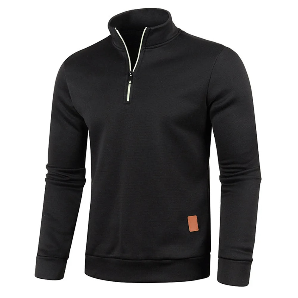 Pulôver Masculino de Gola Alta com Meio Zíper
