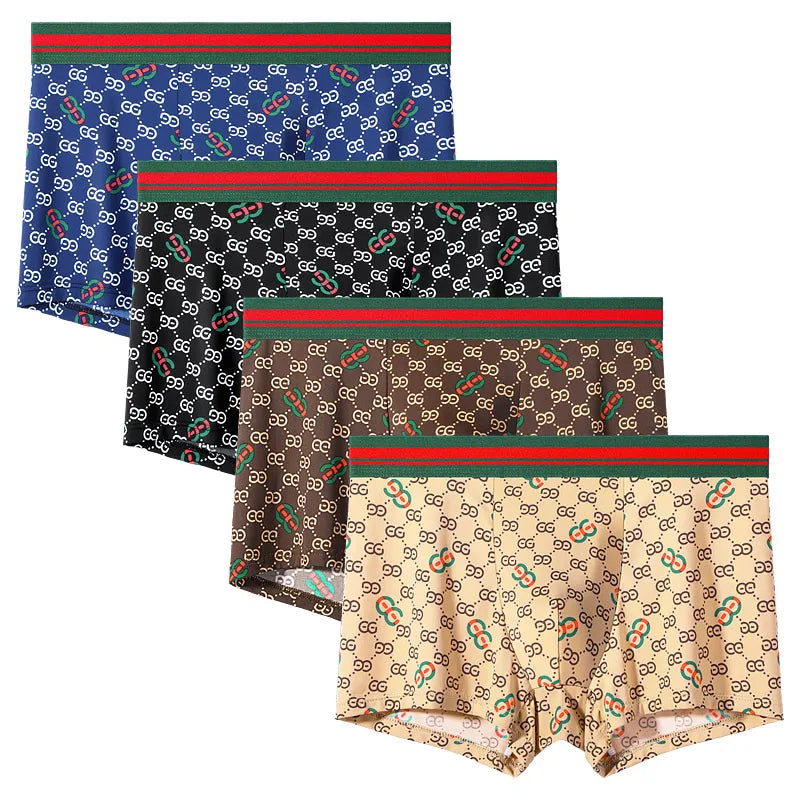 Boxer Masculino Ice Silk Luxo - 4 Peças com Presente
