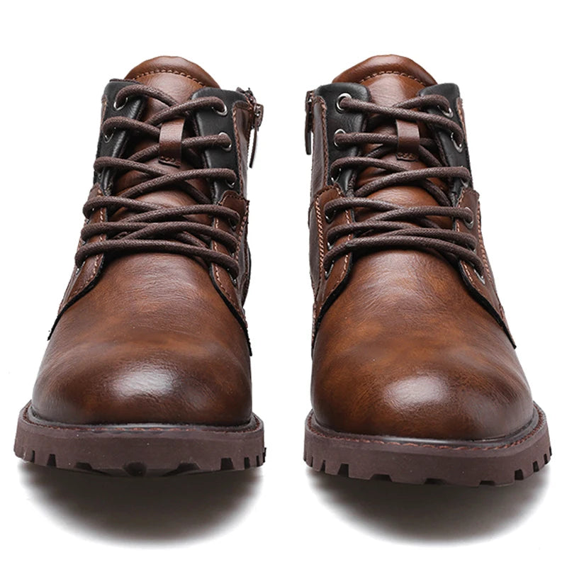 Vintage Men Boots 2025 New Autumn Winter Shoes High Quality Men's Leather Boots Side Zipper Men's Ankle Boots Large Size 39-48
